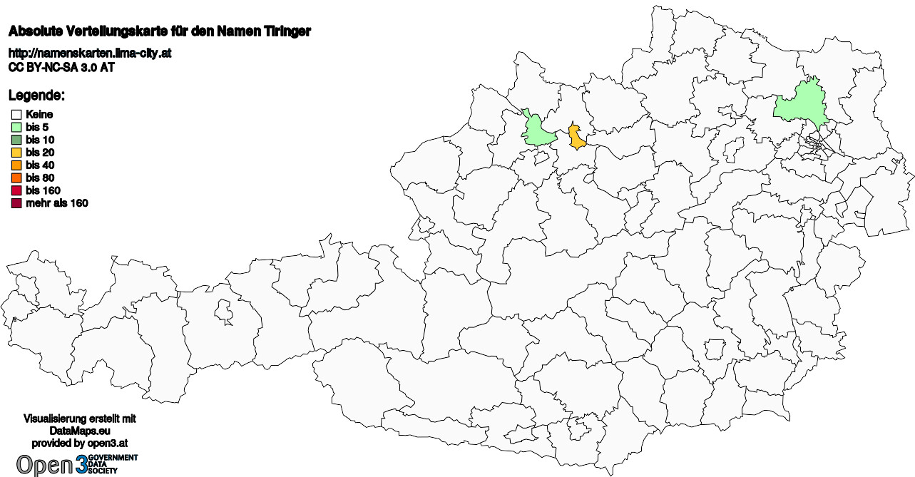 Absolute Verteilungskarten Nachnamen Tiringer