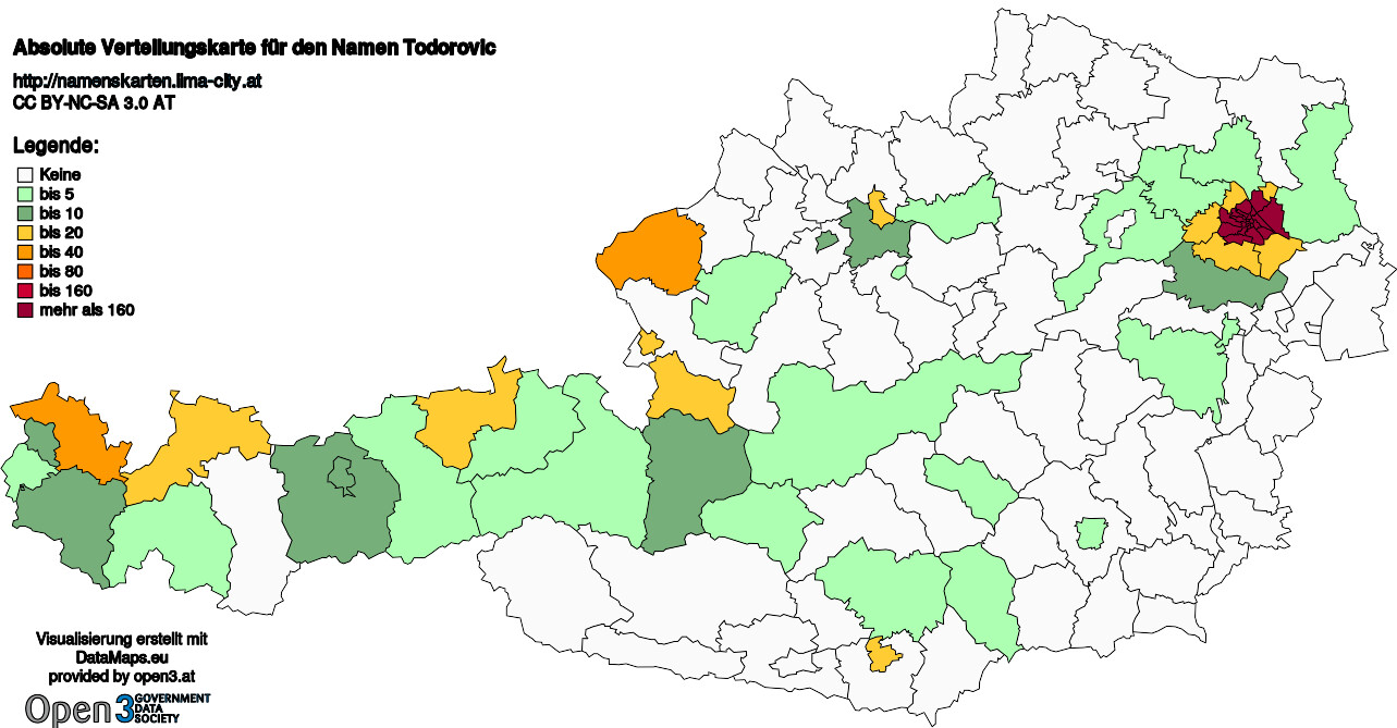 Absolute Verteilungskarten Nachnamen Todorovic