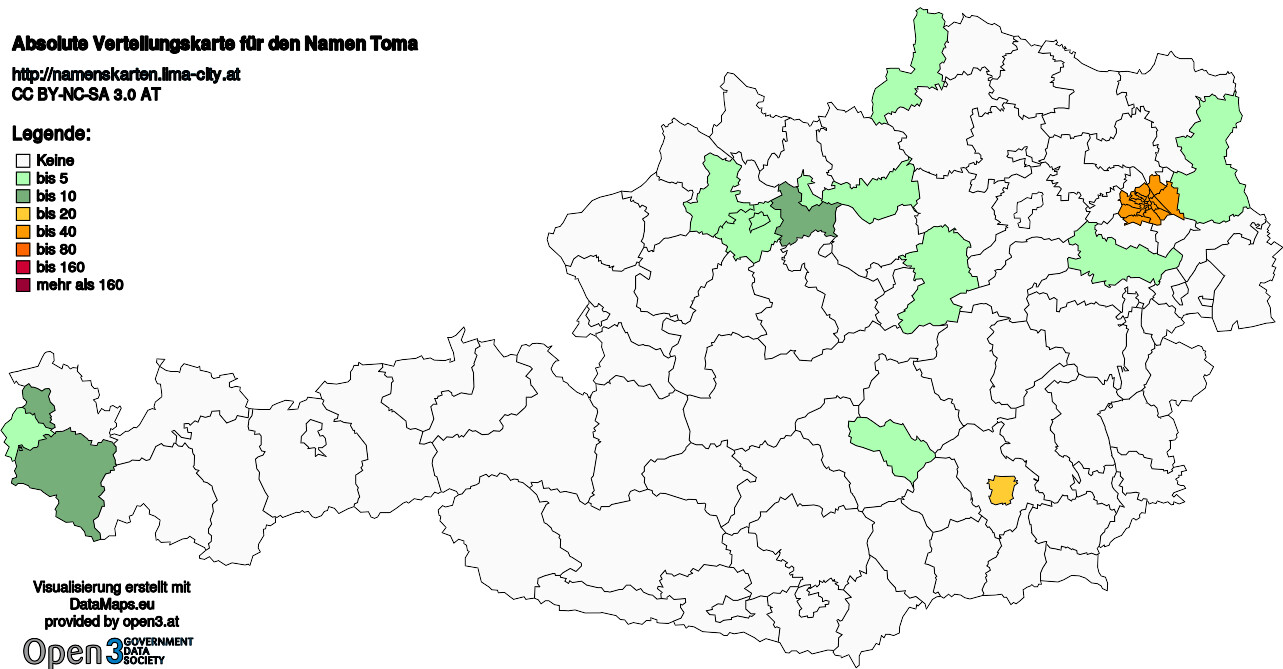 Absolute Verteilungskarten Nachnamen Toma