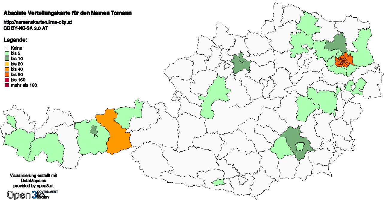 Absolute Verteilungskarten Nachnamen Tomann