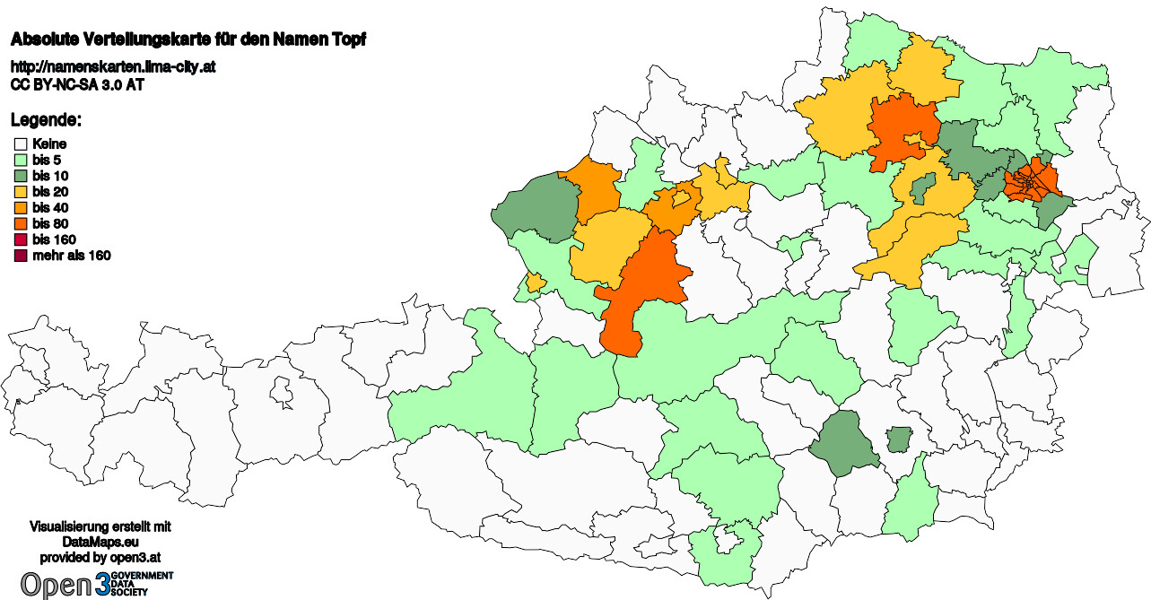 Absolute Verteilungskarten Nachnamen Topf