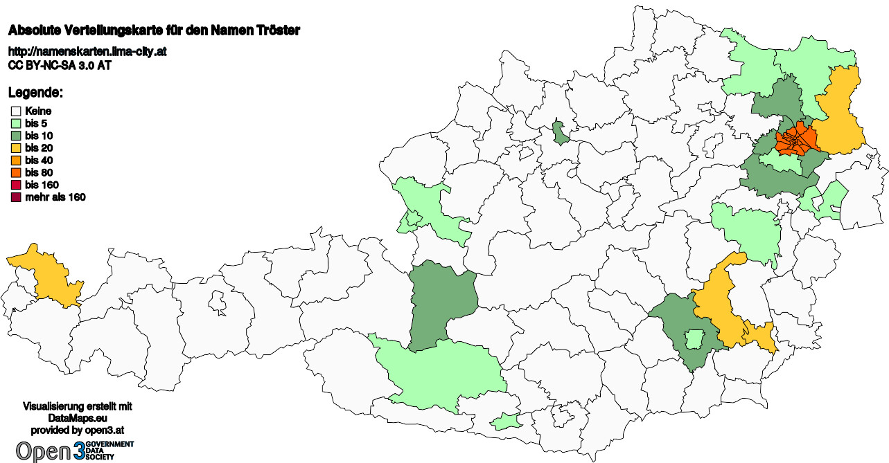 Absolute Verteilungskarten Nachnamen Tröster