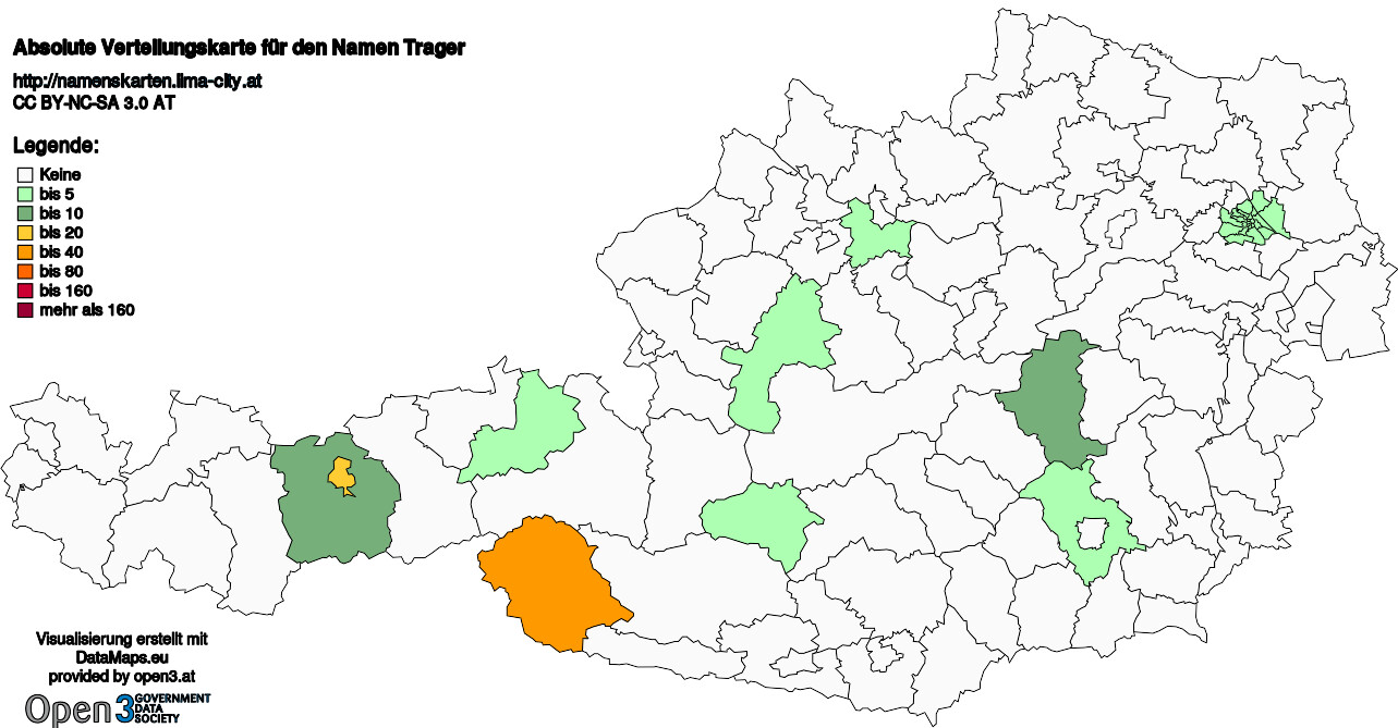 Absolute Verteilungskarten Nachnamen Trager