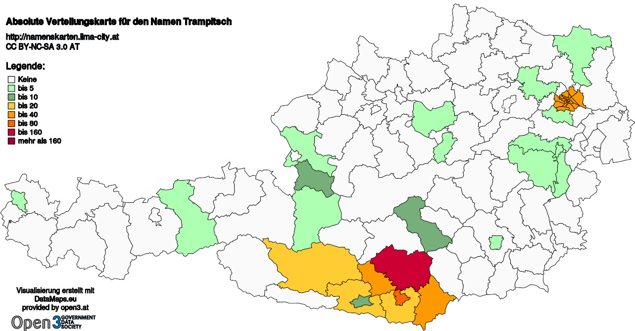 Absolute Verteilungskarten Nachnamen Trampitsch