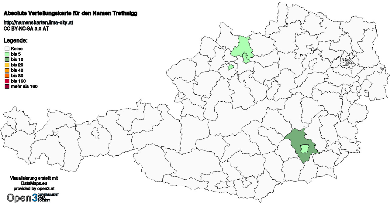 Absolute Verteilungskarten Nachnamen Trathnigg