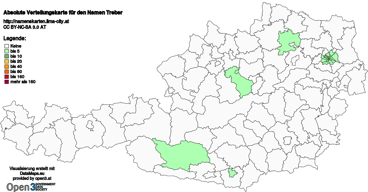 Absolute Verteilungskarten Nachnamen Treber