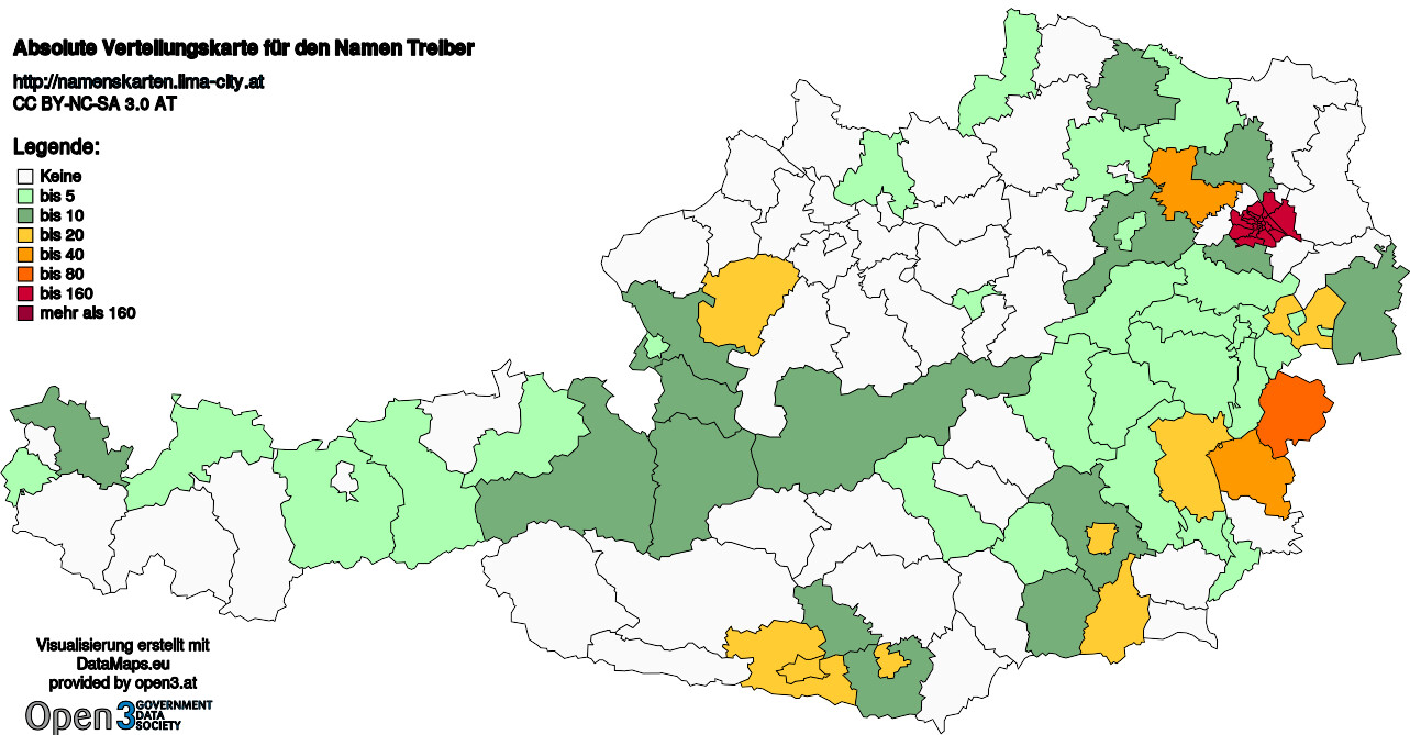 Absolute Verteilungskarten Nachnamen Treiber