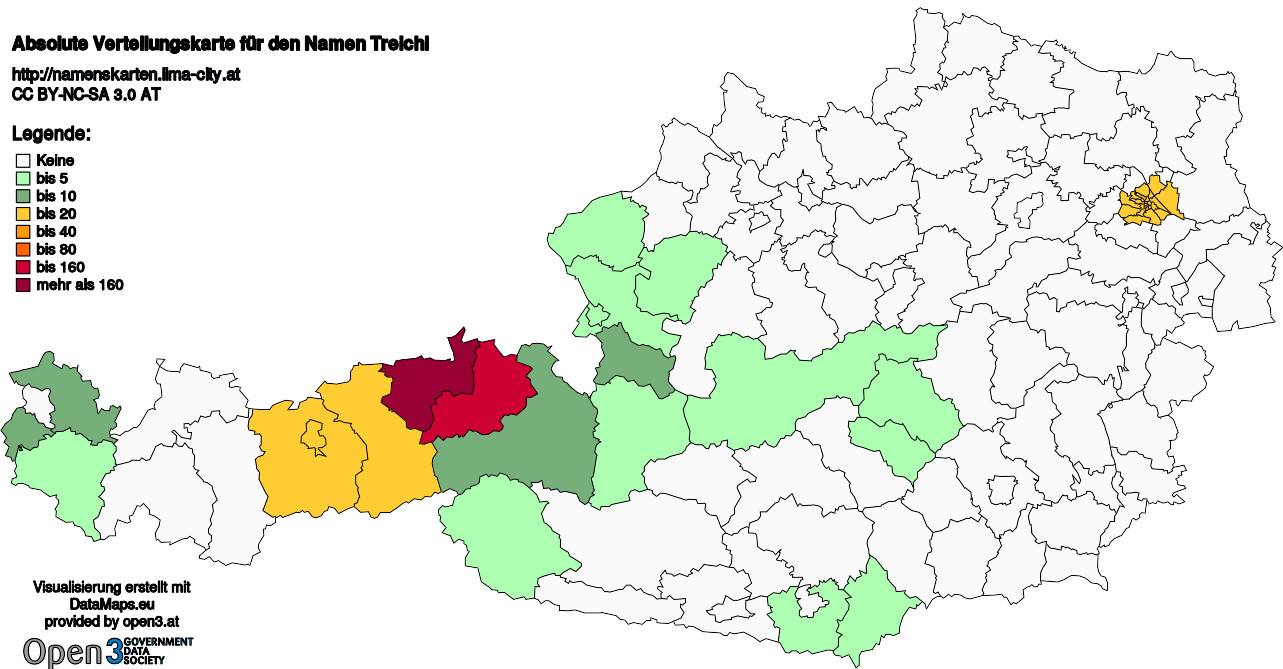 Absolute Verteilungskarten Nachnamen Treichl