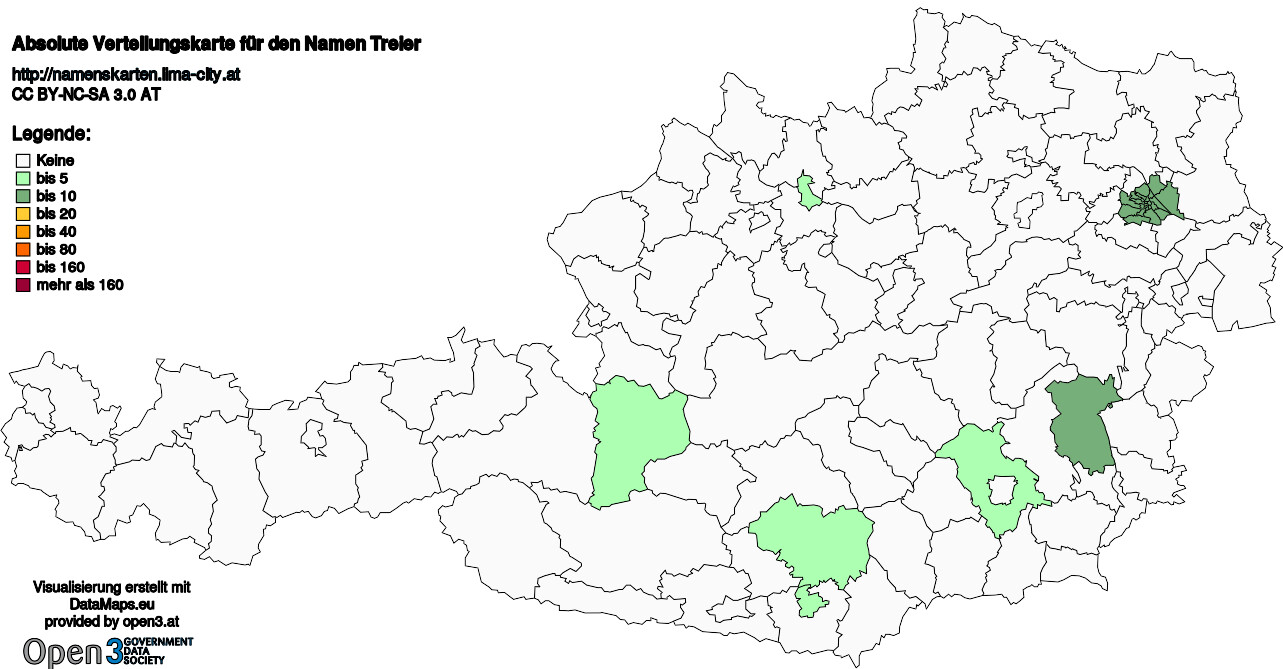 Absolute Verteilungskarten Nachnamen Treier