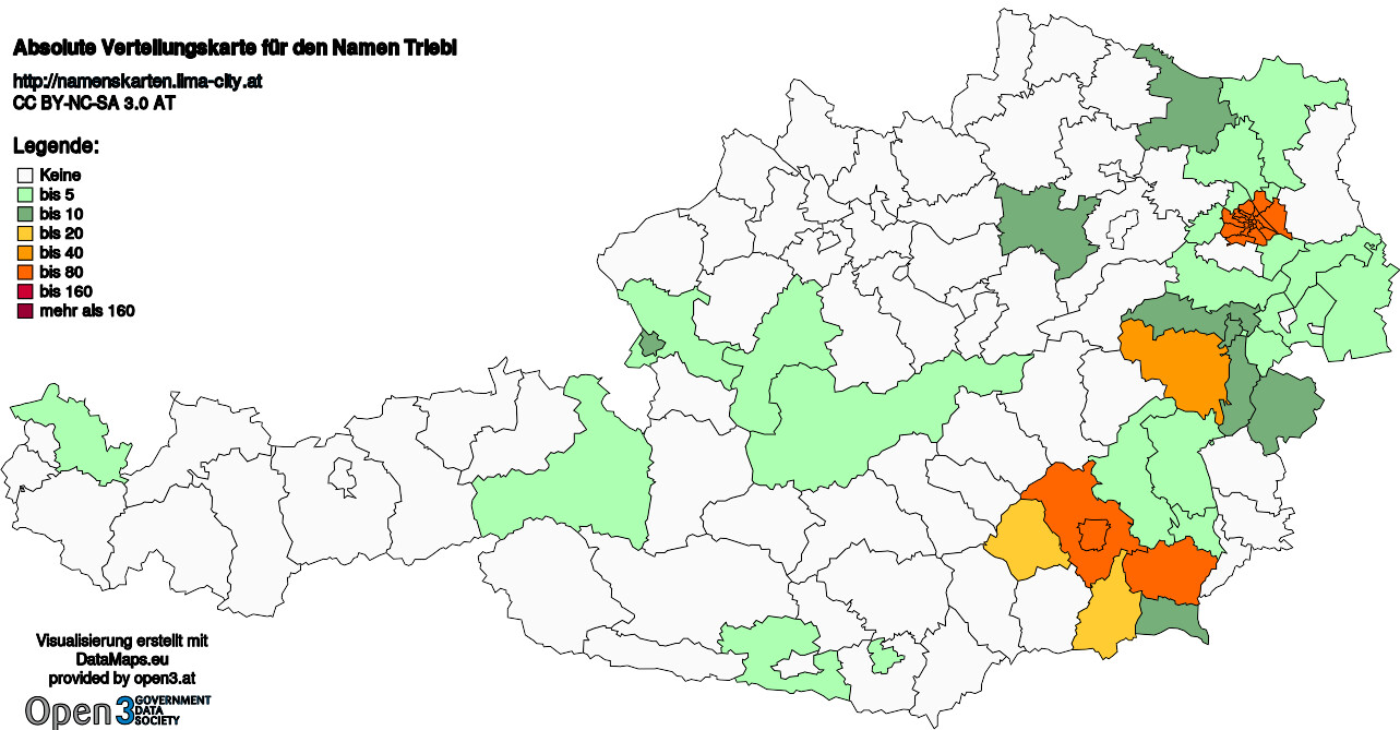 Absolute Verteilungskarten Nachnamen Triebl