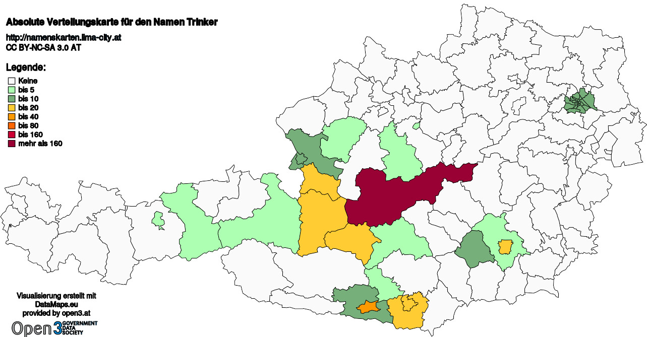 Absolute Verteilungskarten Nachnamen Trinker