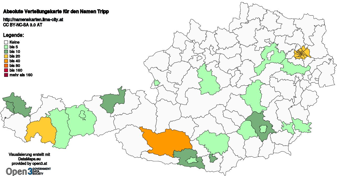 Absolute Verteilungskarten Nachnamen Tripp