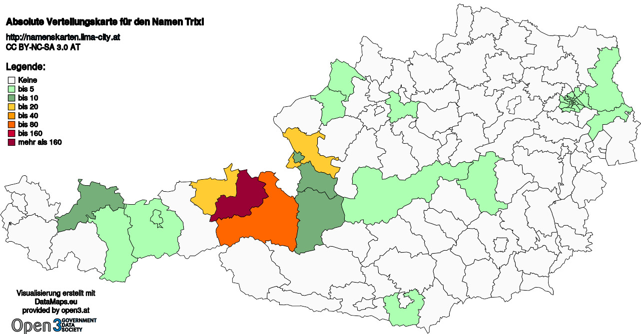 Absolute Verteilungskarten Nachnamen Trixl