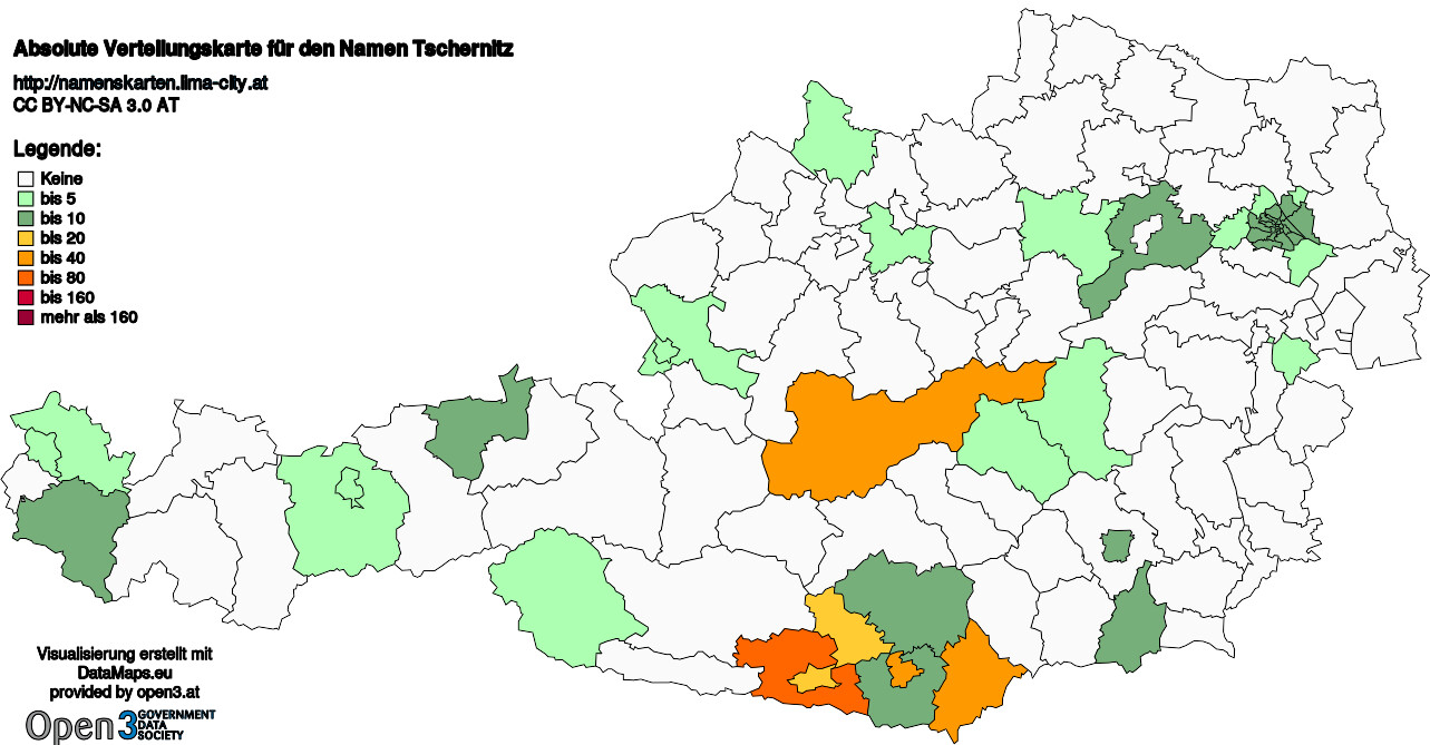Absolute Verteilungskarten Nachnamen Tschernitz