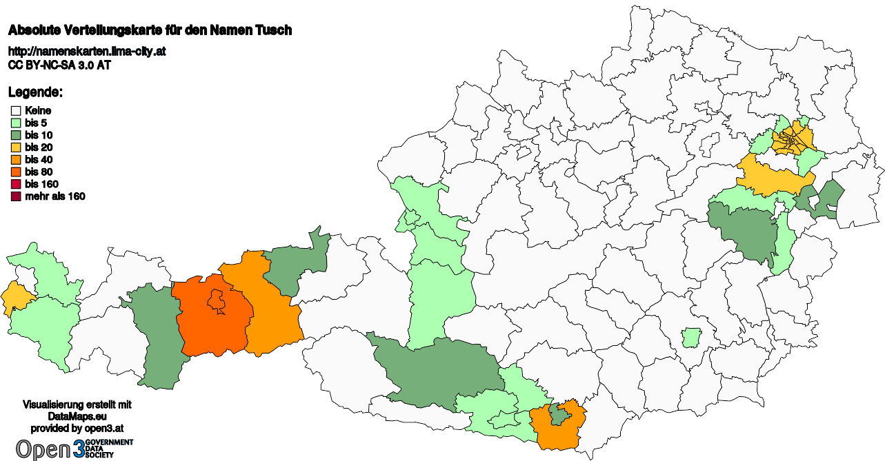 Absolute Verteilungskarten Nachnamen Tusch