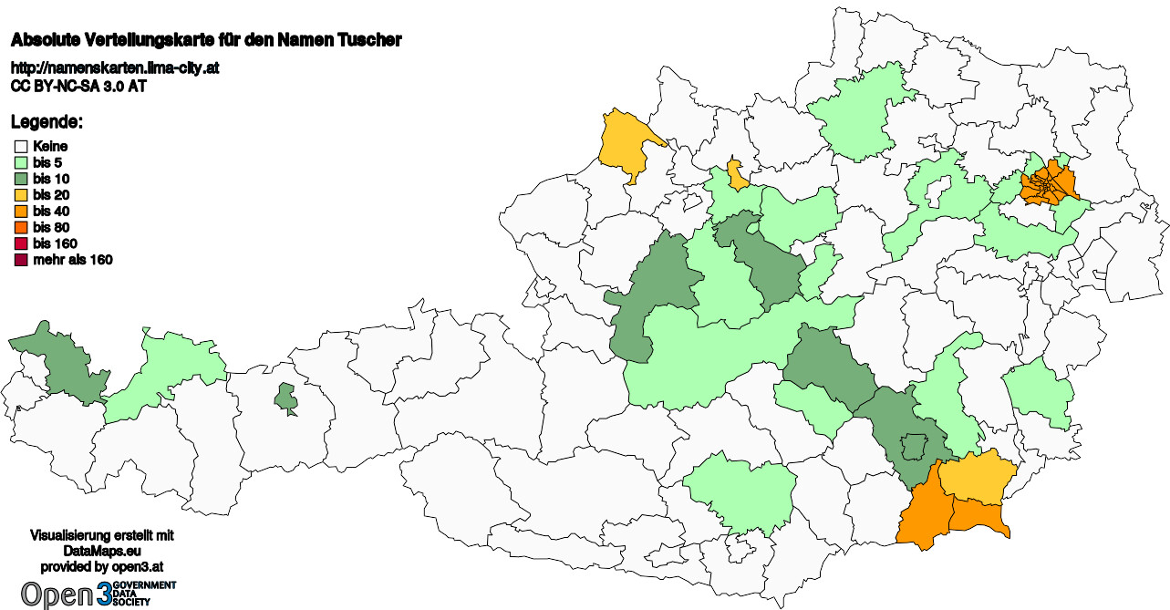 Absolute Verteilungskarten Nachnamen Tuscher