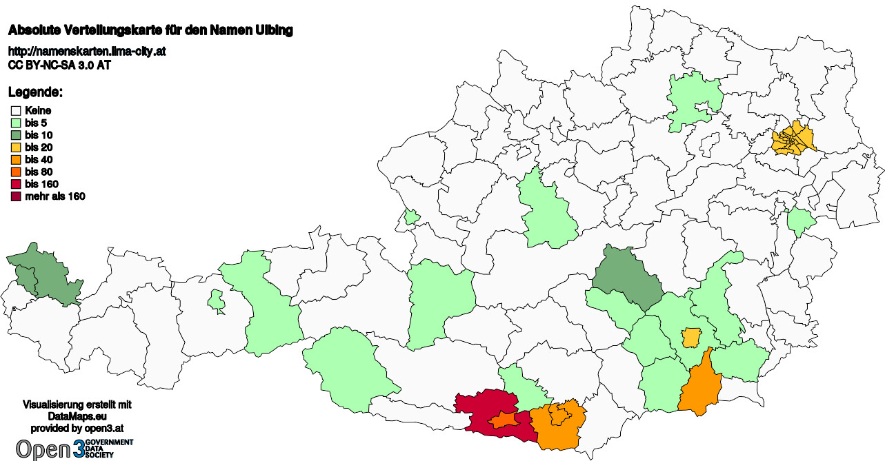 Absolute Verteilungskarten Nachnamen Ulbing