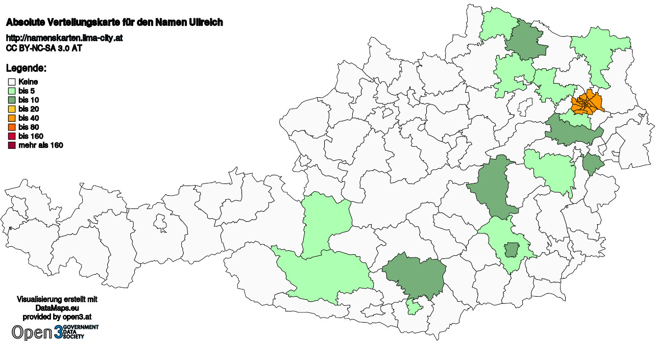 Absolute Verteilungskarten Nachnamen Ullreich