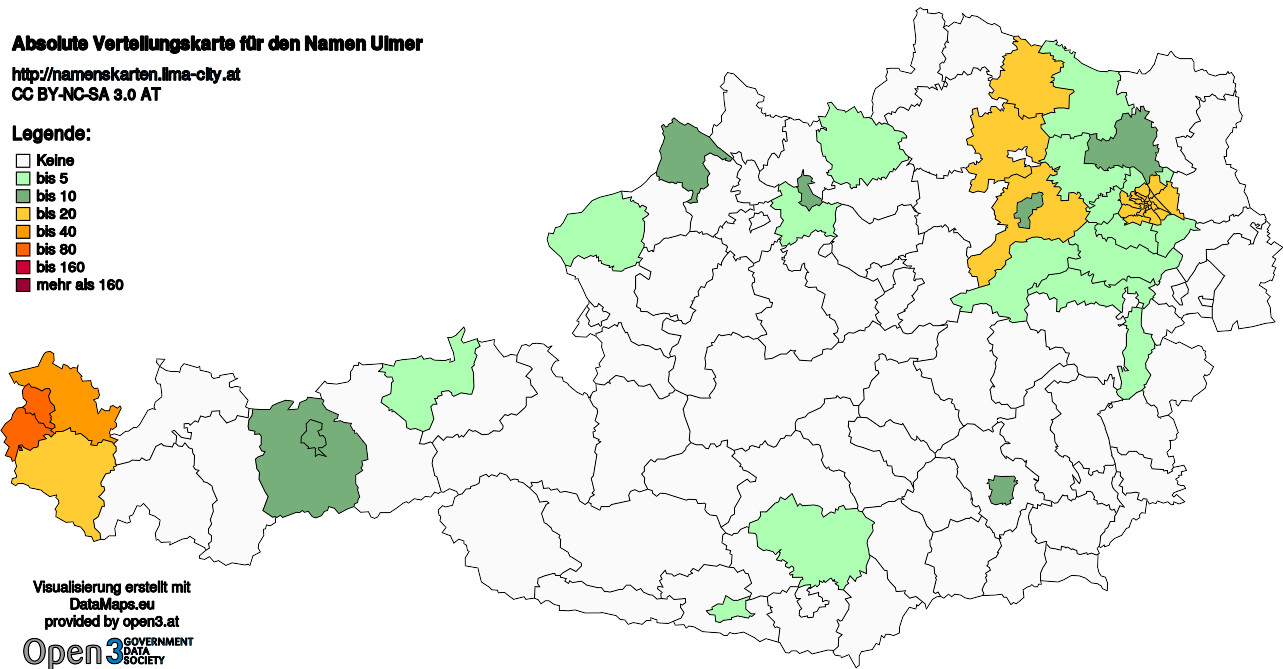 Absolute Verteilungskarten Nachnamen Ulmer