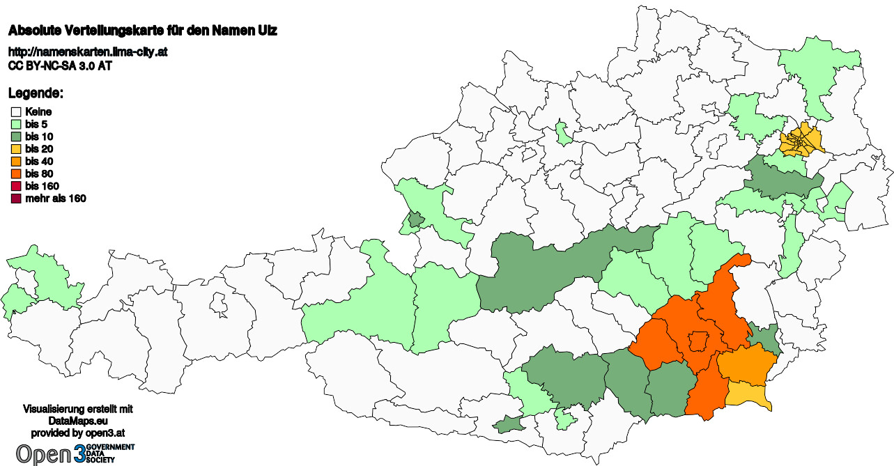 Absolute Verteilungskarten Nachnamen Ulz