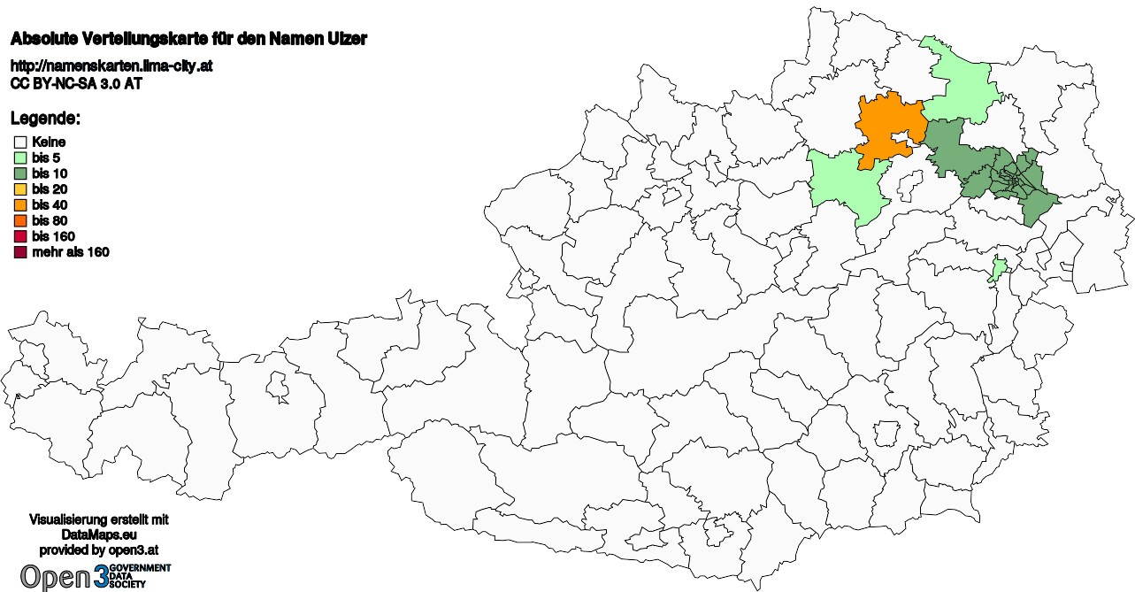 Absolute Verteilungskarten Nachnamen Ulzer