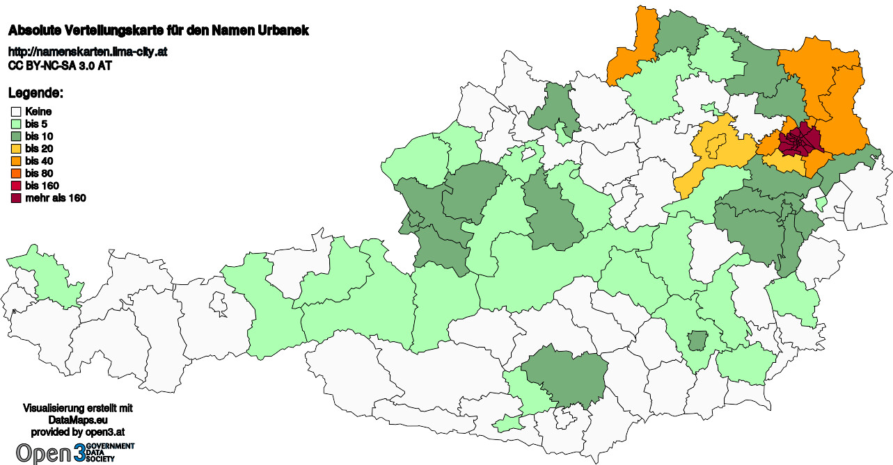 Absolute Verteilungskarten Nachnamen Urbanek