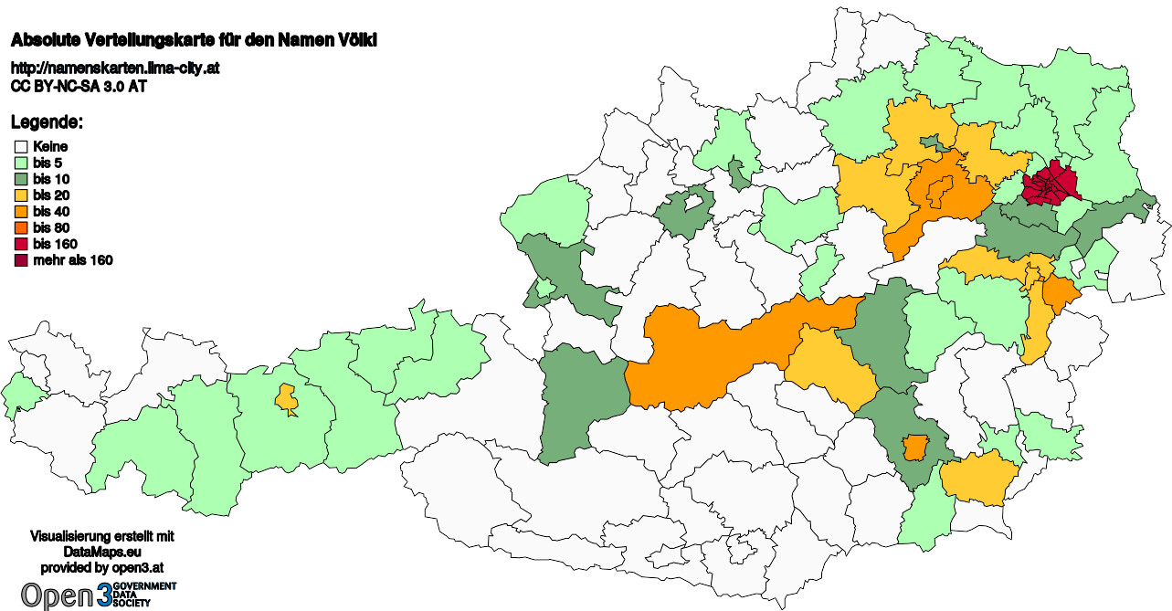 Absolute Verteilungskarten Nachnamen Völkl