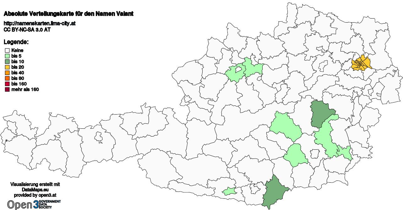 Absolute Verteilungskarten Nachnamen Valant