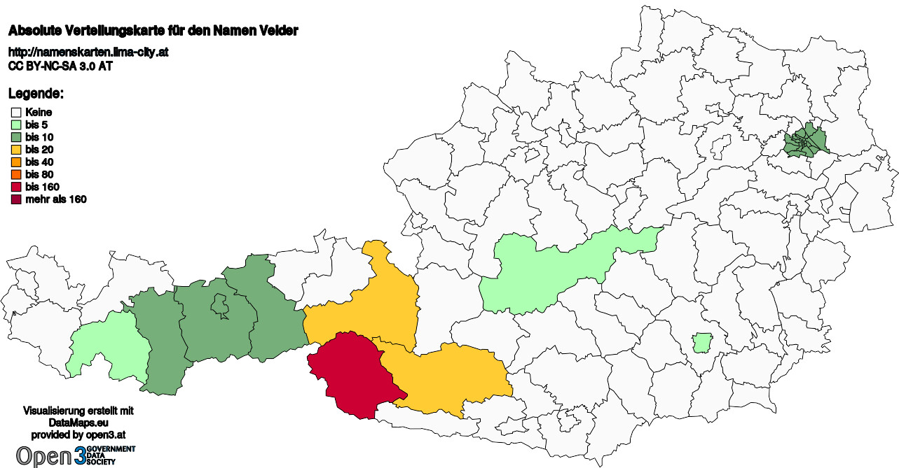 Absolute Verteilungskarten Nachnamen Veider