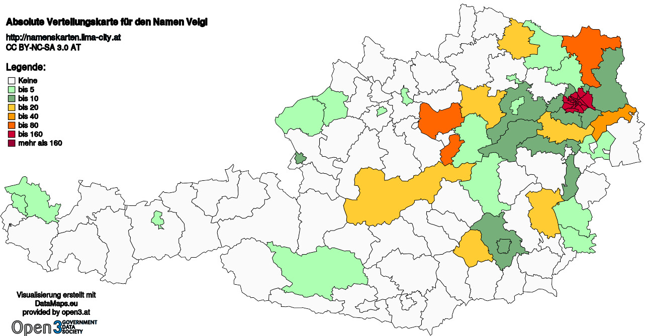 Absolute Verteilungskarten Nachnamen Veigl