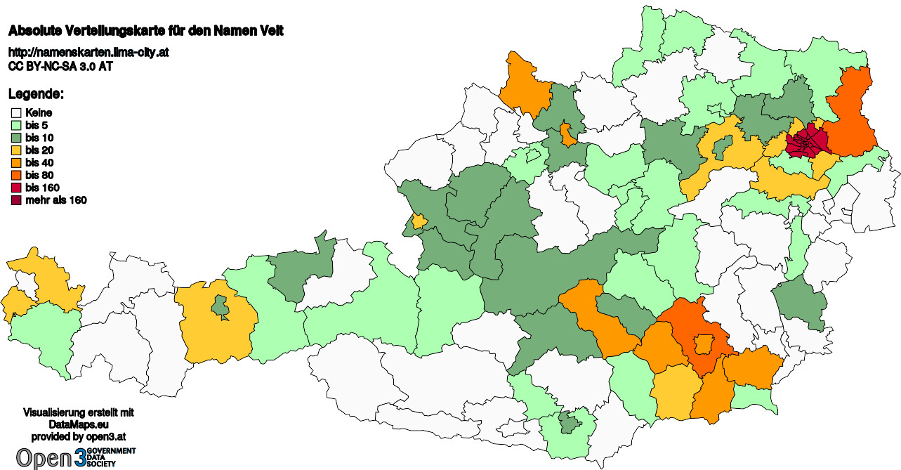 Absolute Verteilungskarten Nachnamen Veit