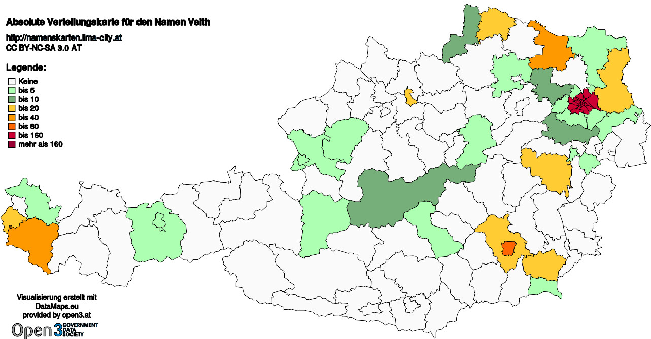 Absolute Verteilungskarten Nachnamen Veith