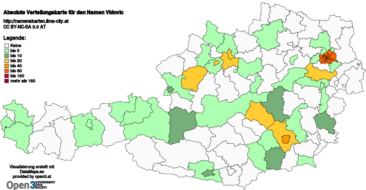 Absolute Verteilungskarten Nachnamen Vidovic