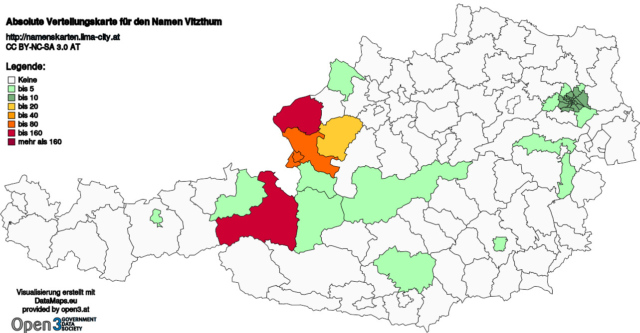 Absolute Verteilungskarten Nachnamen Vitzthum