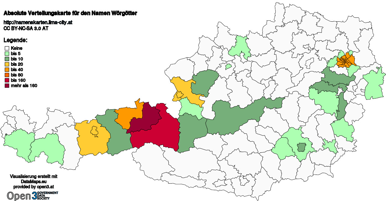 Absolute Verteilungskarten Nachnamen Wörgötter