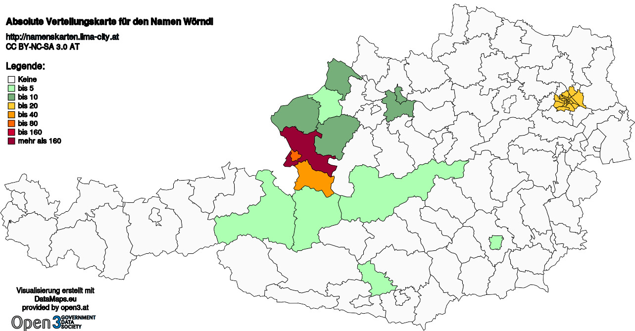 Absolute Verteilungskarten Nachnamen Wörndl