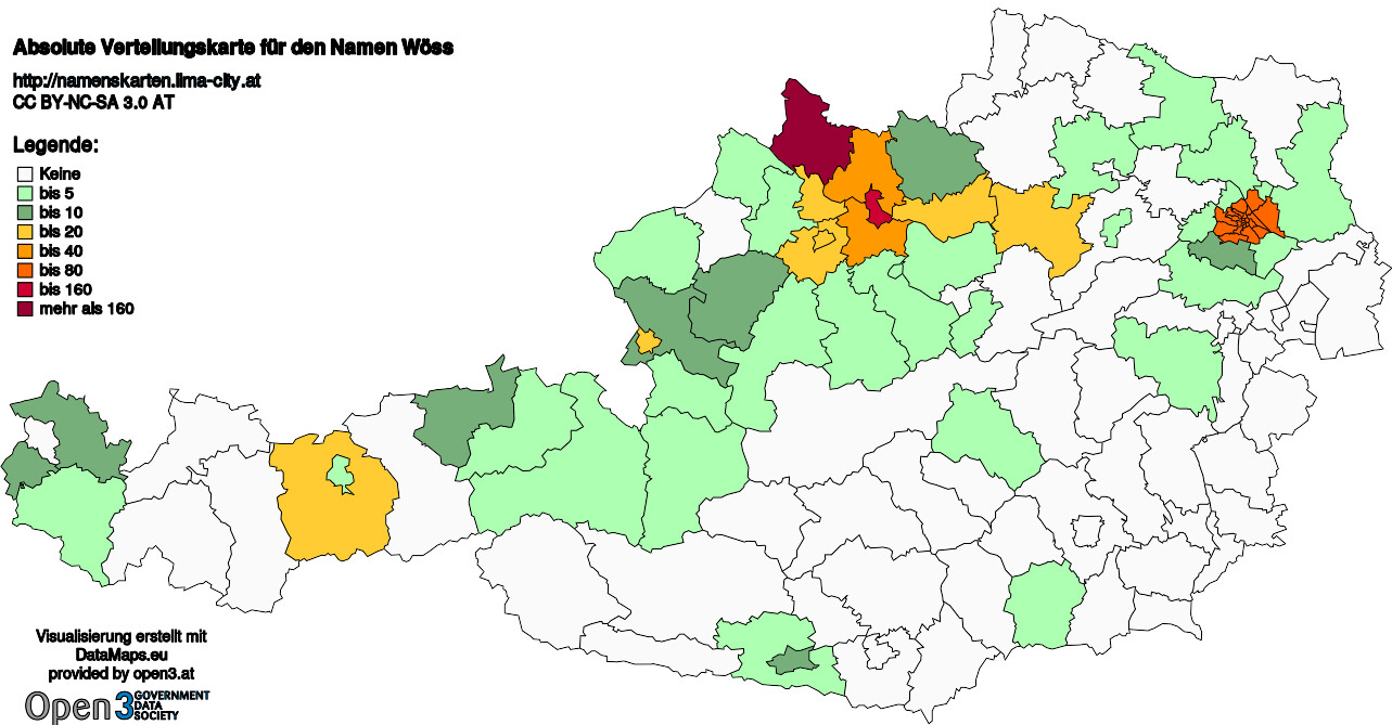 Absolute Verteilungskarten Nachnamen Wöss