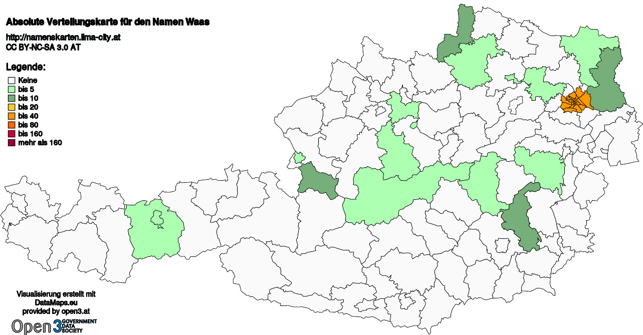 Absolute Verteilungskarten Nachnamen Waas