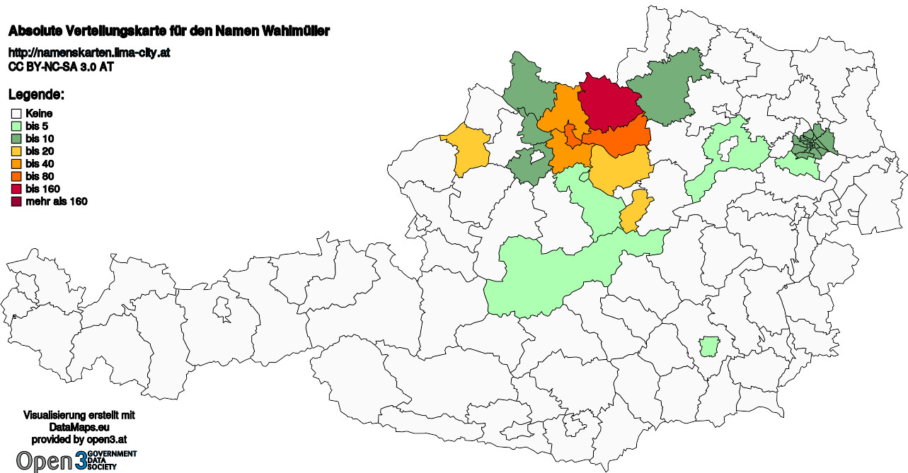 Absolute Verteilungskarten Nachnamen Wahlmüller