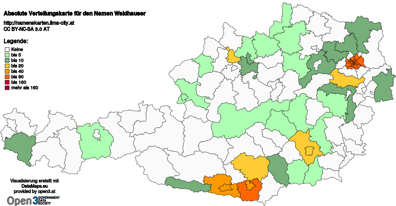 Absolute Verteilungskarten Nachnamen Waldhauser