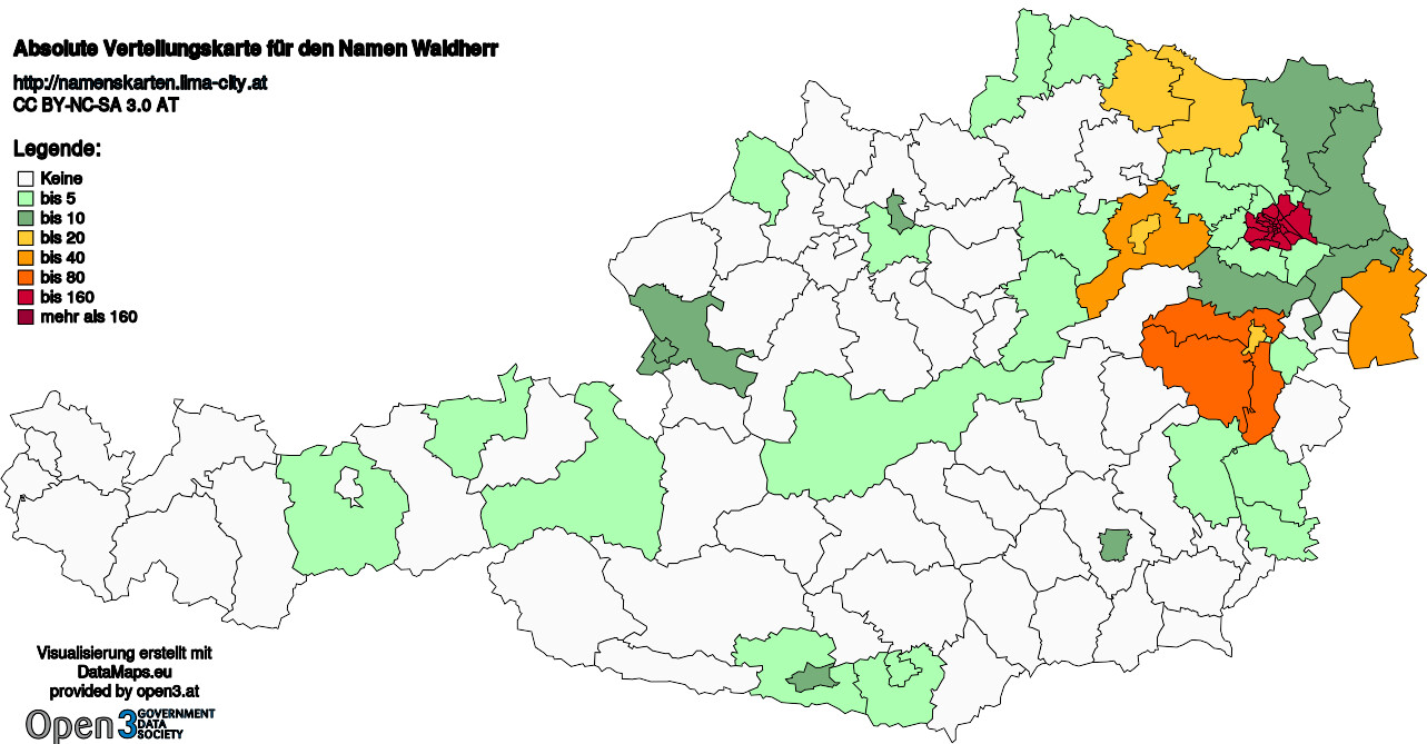 Absolute Verteilungskarten Nachnamen Waldherr