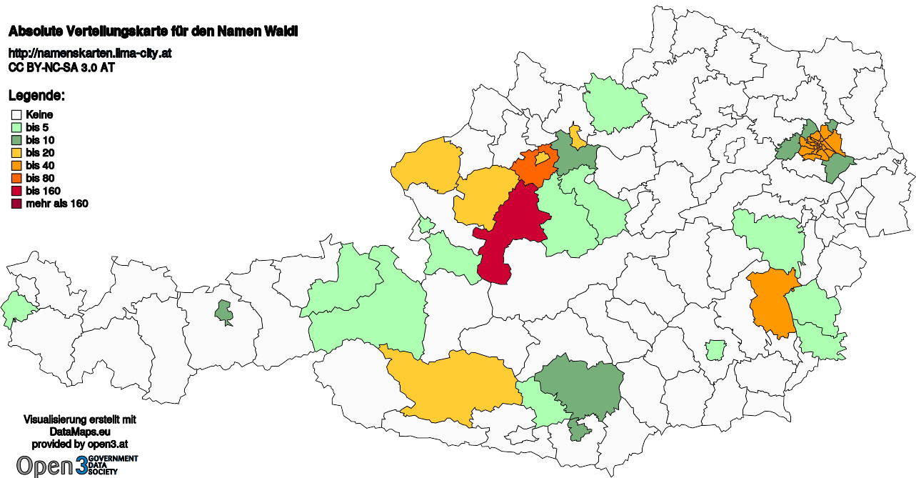 Absolute Verteilungskarten Nachnamen Waldl