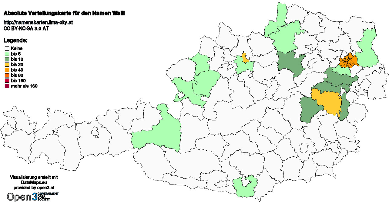 Absolute Verteilungskarten Nachnamen Walli