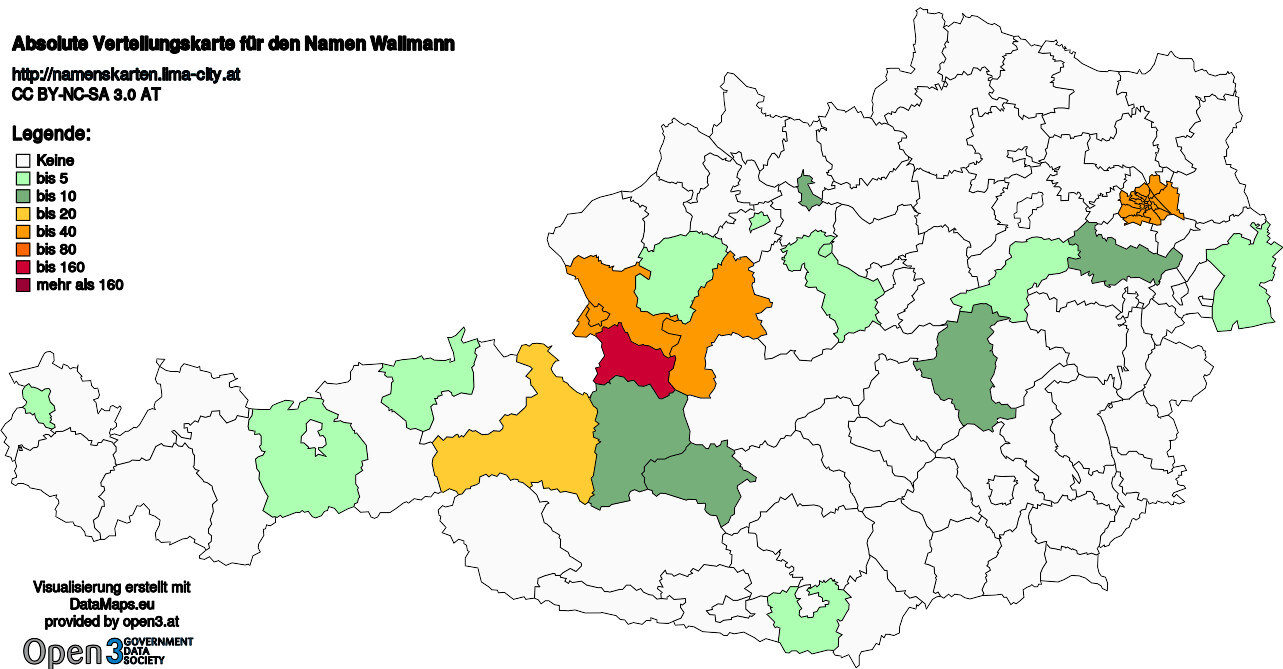 Absolute Verteilungskarten Nachnamen Wallmann