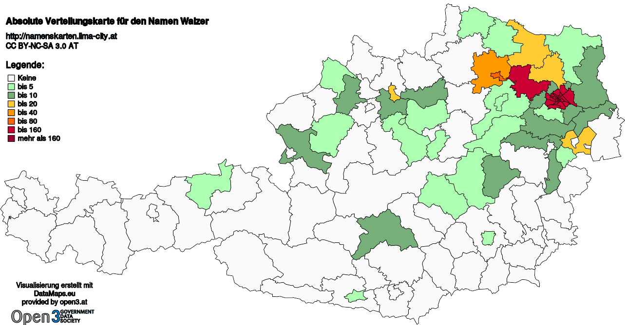 Absolute Verteilungskarten Nachnamen Walzer