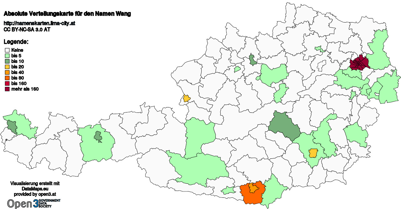 Absolute Verteilungskarten Nachnamen Wang