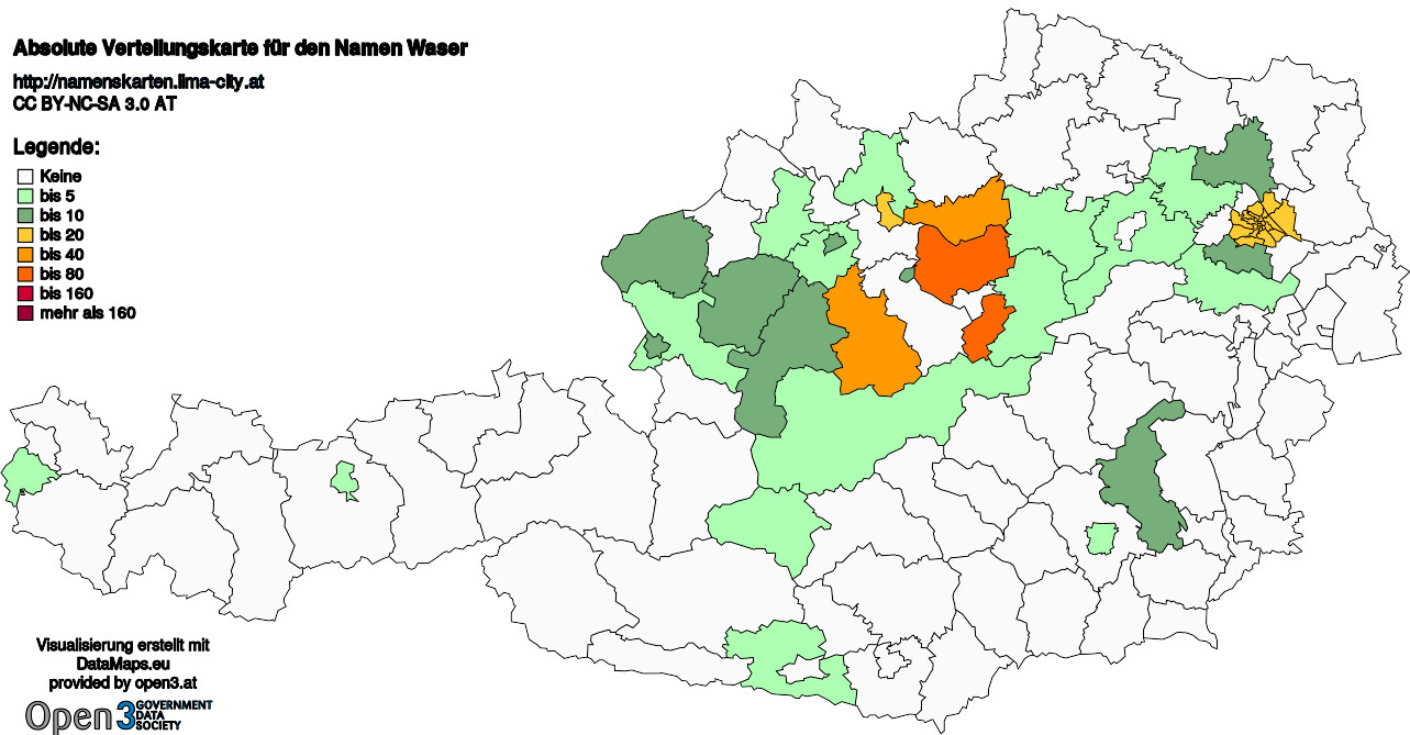 Absolute Verteilungskarten Nachnamen Waser