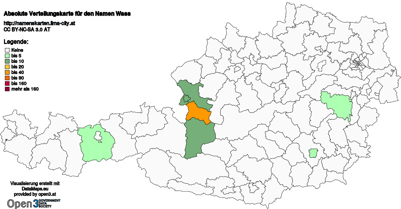 Absolute Verteilungskarten Nachnamen Wass