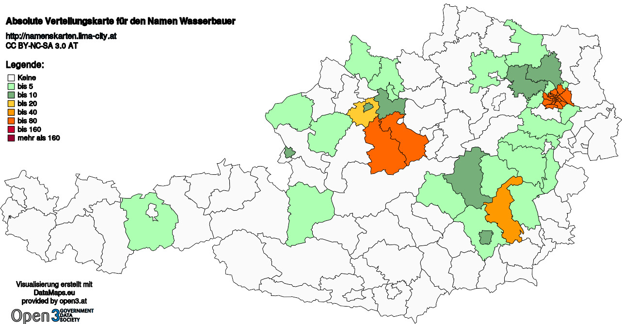 Absolute Verteilungskarten Nachnamen Wasserbauer