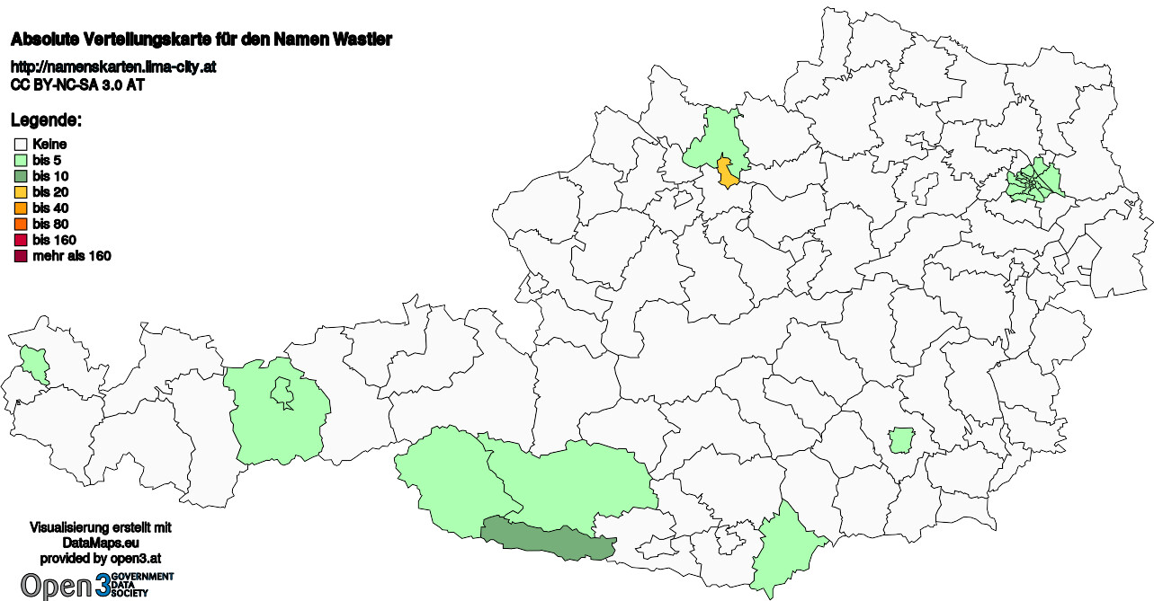 Absolute Verteilungskarten Nachnamen Wastler